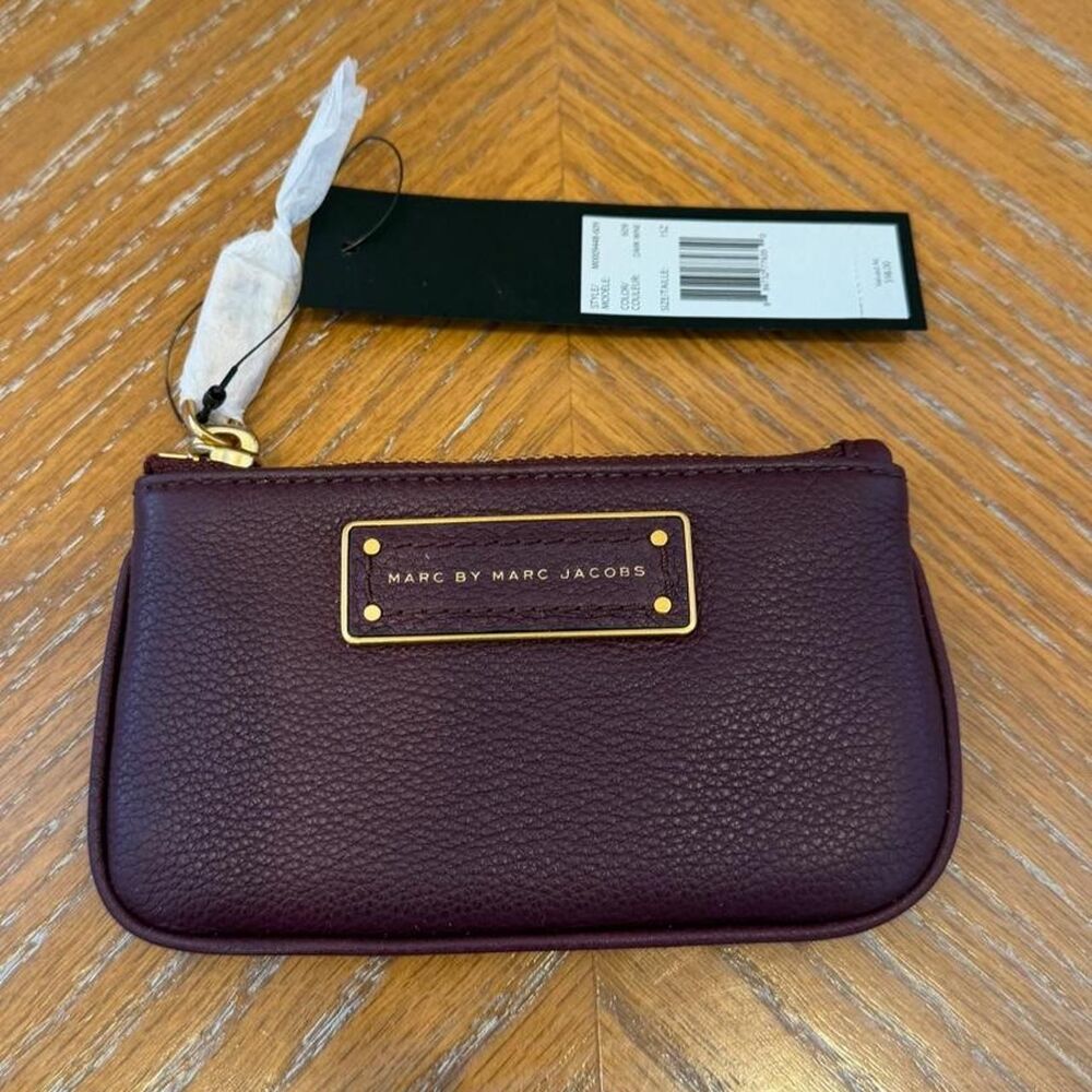 NWT Marc by Marc Jacobs Dark Wine Leather Coin Purse Key Pouch Wallet